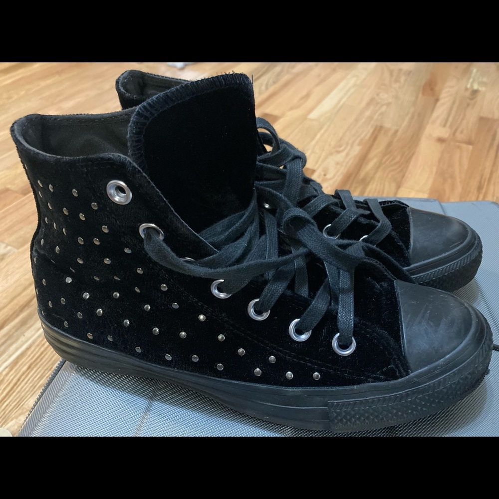 Converse Black Velvet Stud High Tops